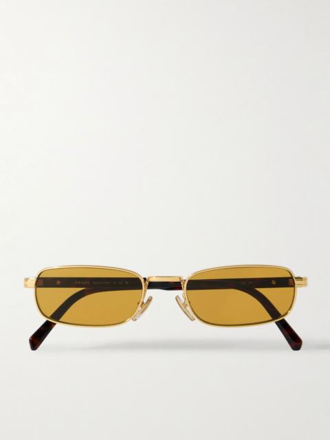 Prada Rectangular-Frame Gold-Tone and Tortoiseshell Acetate Sunglasses Tortoiseshell