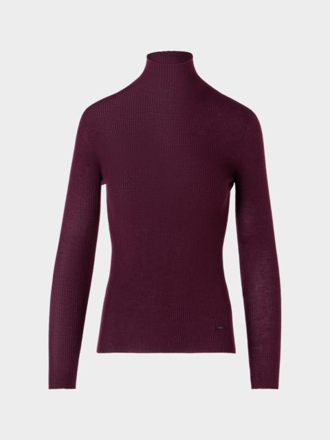 AKRIS Turtleneck Cashmere-Silk Rib Seamless Sweater
