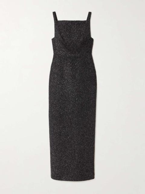 EMILIA WICKSTEAD Karolyn open-back metallic tweed maxi dress Black