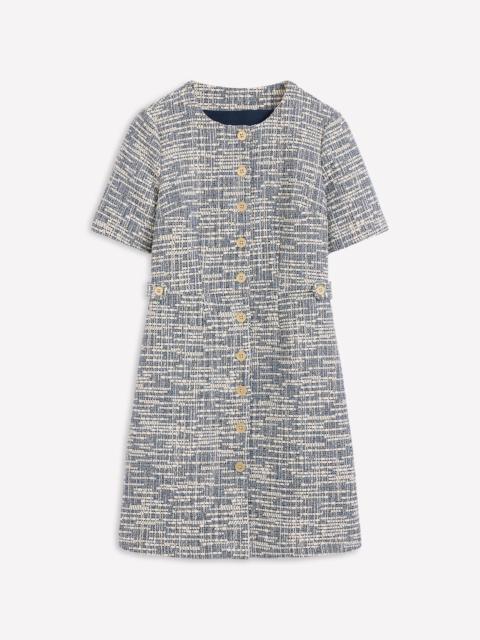 BODEN Textured Tab Short Dress-Blue and White Texture