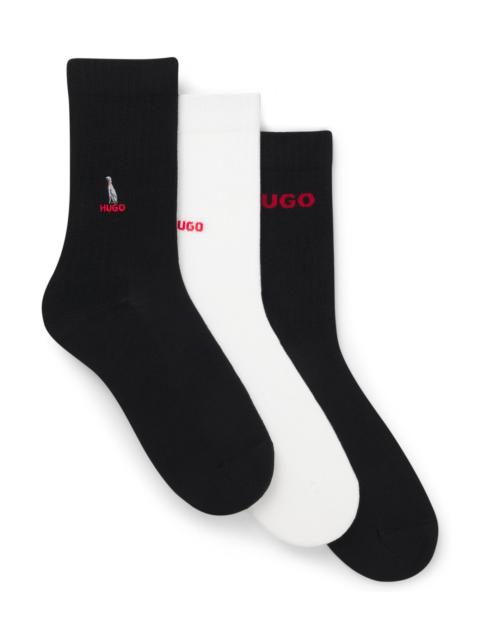 HUGO THREE-PACK OF SHORT SOCKS WITH EMBROIDERED DETAILING