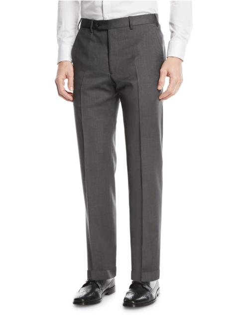 EMPORIO ARMANI Basic Flat-Front Wool Trousers