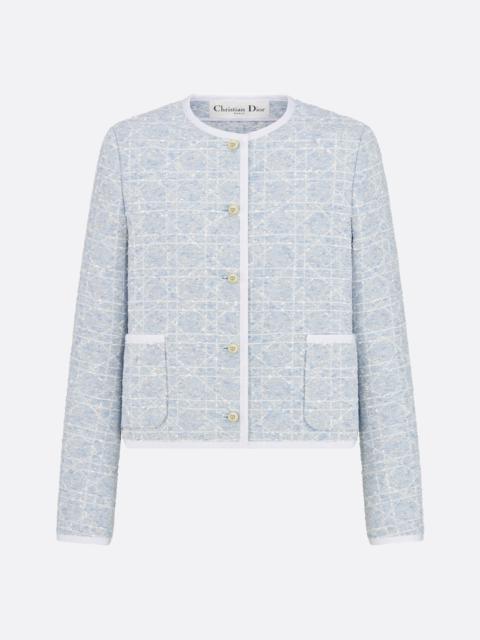 ジャケット Dior Macrocannage Short Sleeve Cotton Blend Tweed Blazer Macrocannage Short-Sleeved Jacket Black and White Cotton and