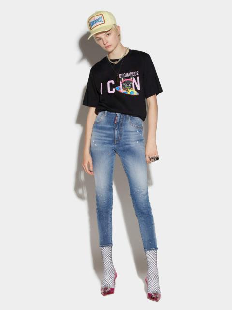 DSQUARED2 MEDIUM WASH HIGH WAIST CROPPED TWIGGY JEANS