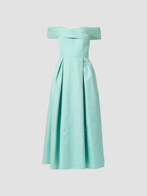 Shoshanna Women's June Pleated Off-Shoulder Midi-Dress - Blue