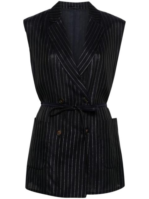Brunello Cucinelli pinstripe-pattern belted waistcoat