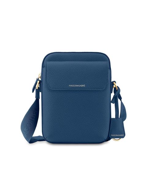 MAISON de SABRÉ Unisex Small Leather Messenger Bag - Pacific Blue