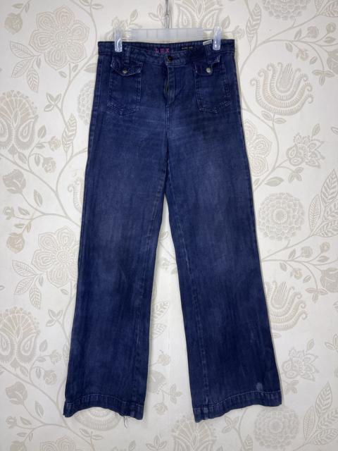 Other Designers Designer - Lux Wide Leg Flare Bush Denim Jeans Pockets Made In USA