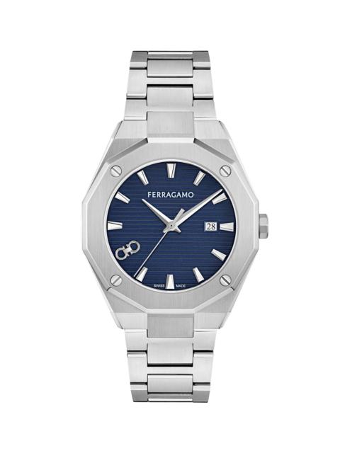 FERRAGAMO Men's Ferragamo Edge Stainless Steel Bracelet Watch/40MM - Stainless Steel Blue Dial