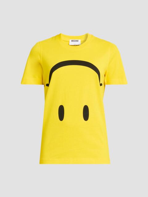 Moschino Women's Upside-Down Smiley Cotton T-Shirt - Multi Yellow