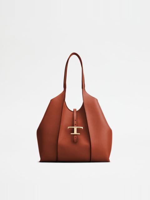 Tod's T TIMELESS SHOPPING BAG IN LEATHER SMALL - ORANGE