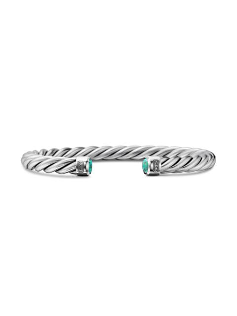 DAVID YURMAN Men's Cable Cuff Bracelet in Sterling Silver - Turquoise