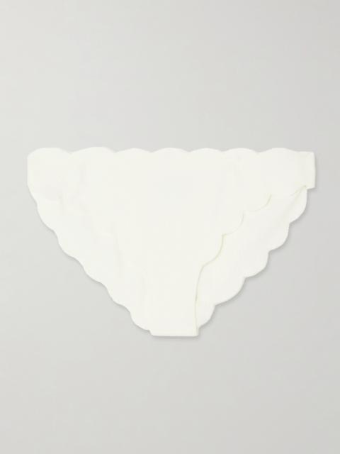 MARYSIA Antibes Scalloped Recycled-seersucker Bikini Briefs