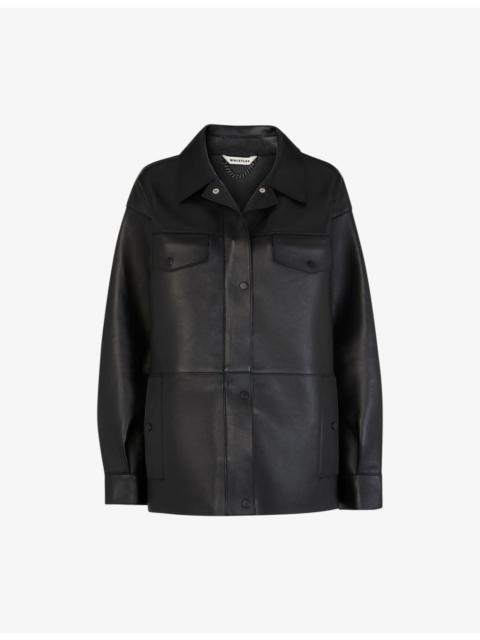 WHISTLES Patch-pocket leather jacket