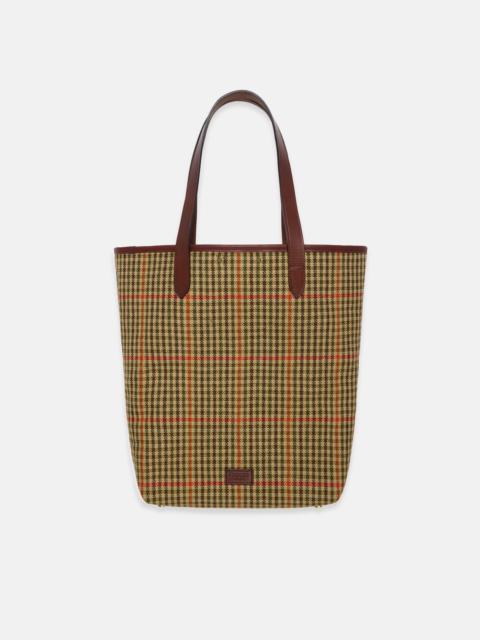 J. PRESS MADE-IN-ENGLAND OLIVE CHECK TWEED TOTE BAG