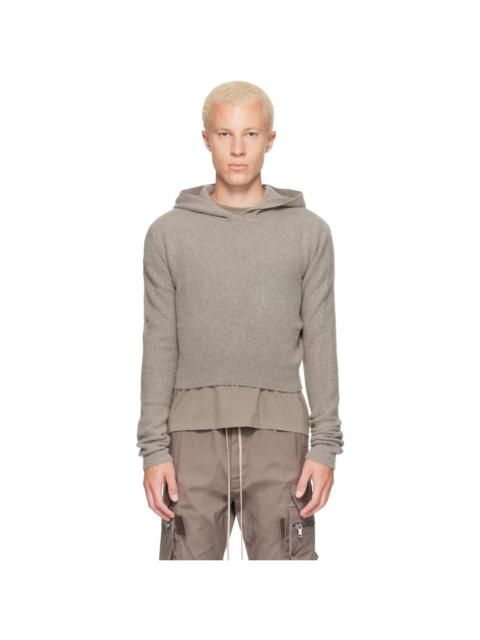 Rick Owens Gray Tower Dust Felt Cashmere Cropped Hoodie