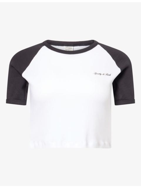 Sporty & Rich Logo-Print Cropped Cotton T-Shirt