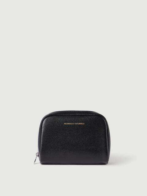 Brunello Cucinelli Brushed leather slim beauty case