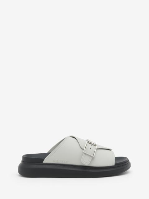 Alexander McQueen Men's Hybrid Buckle Sandal in Light Grey