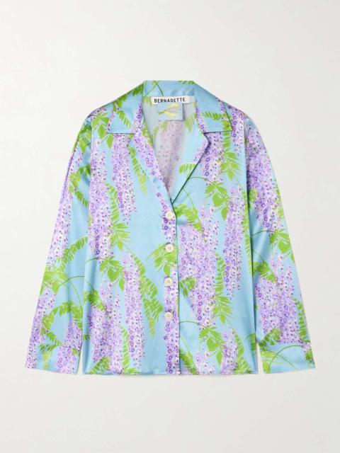 Louis floral-print stretch-silk pajama shirt