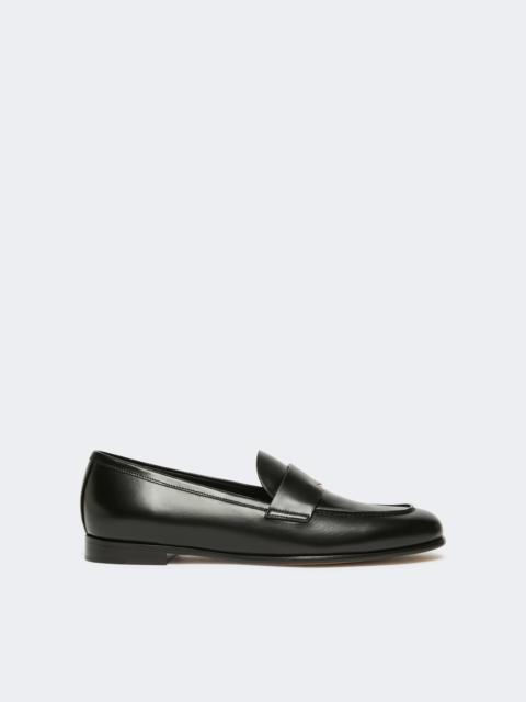 Max Mara REGENTMOC Semi-glossy leather moccasins - BLACK