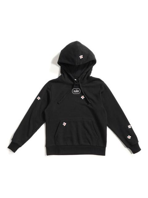 (WMNS) Nike Flc Emb Fruit Small Embroidered hooded Long Sleeves Pullover 'Black' CJ2167-010