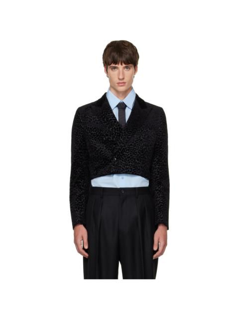 Comme des Garçons Homme Plus Black Cotton Velvet Flocky Print Blazer