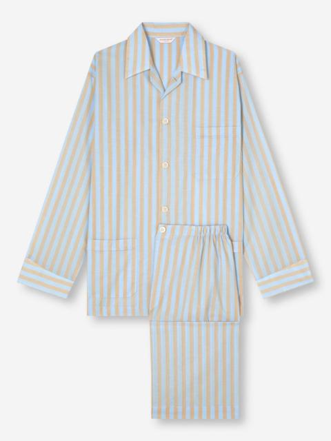 Derek Rose Men's Classic Fit Pyjamas Amalfi 20 Cotton Batiste Blue
