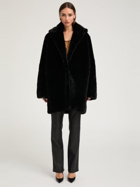 SPRWMN BLACK FAUX FUR SHORT CLASSIC COAT