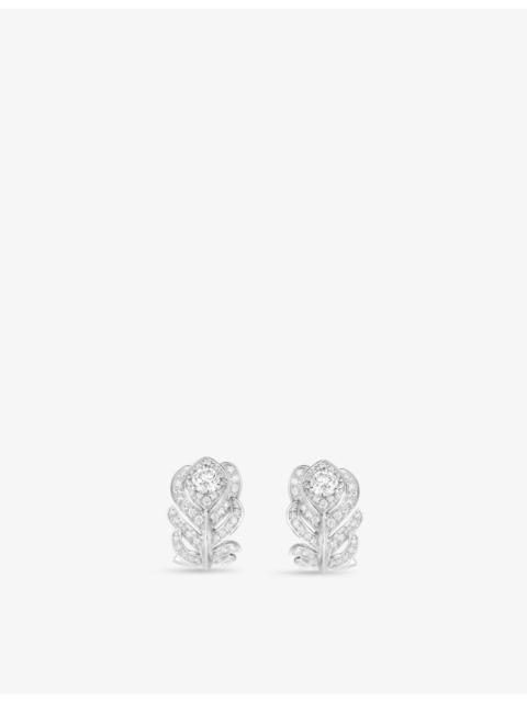 Boucheron Plume de Paon XS 18ct white-gold, 0.50ct and 0.30ct round-brilliant diamond stud earrings