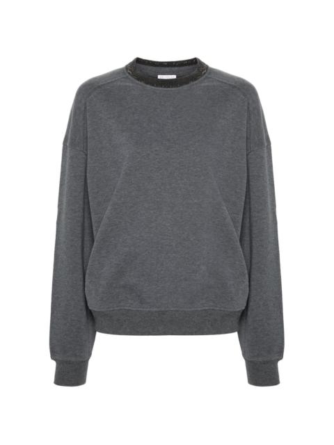 Monili-detail cotton sweatshirt