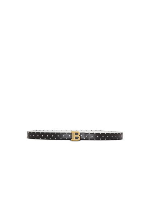 Balmain Thin reversible calfskin B-Belt with Polka Dots print