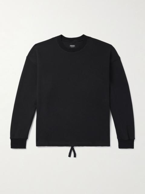 ZEGNA Logo-Embroidered Cotton-Blend Jersey Sweatshirt Black