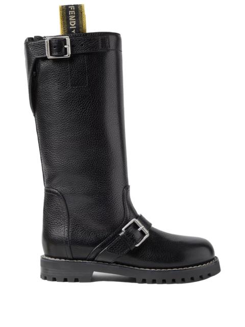 FENDI LEATHER COMMANDO BOOTS