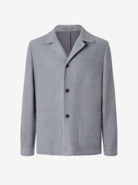 CORNELIANI Knitted steel grey pure wool jacket