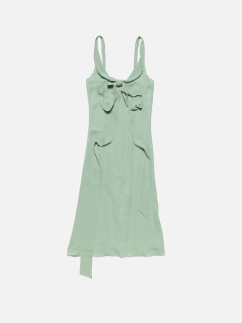 Acne Studios Silk midi dress with bow - Sage green