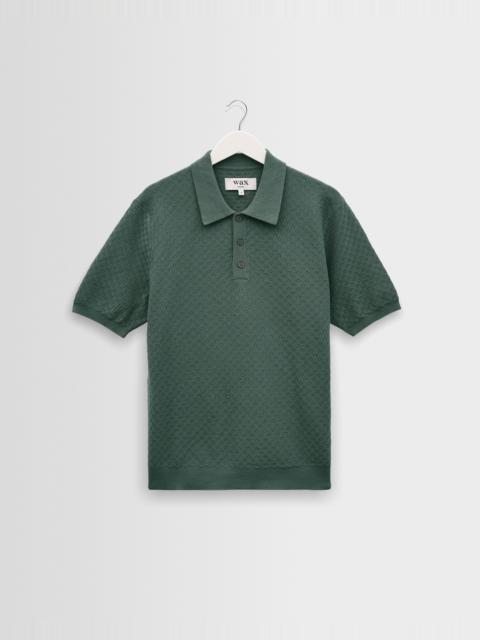 Wax London Naples - Sea Green Retro Diamond Knitted Polo