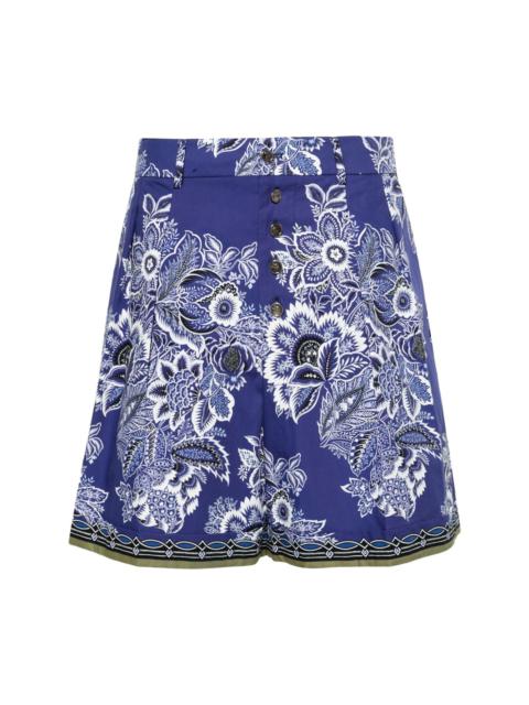 Etro floral-print high-waisted shorts