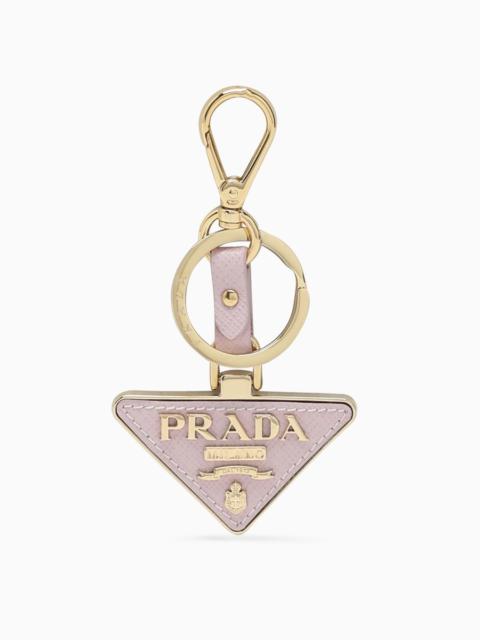 Prada Pink logo triangle key case