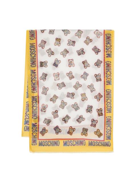 Moschino Teddy-Bear-print chambray scarf