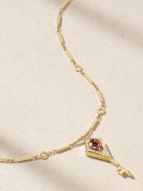 JACQUIE AICHE 14-karat Gold, Diamond And Tourmaline Necklace