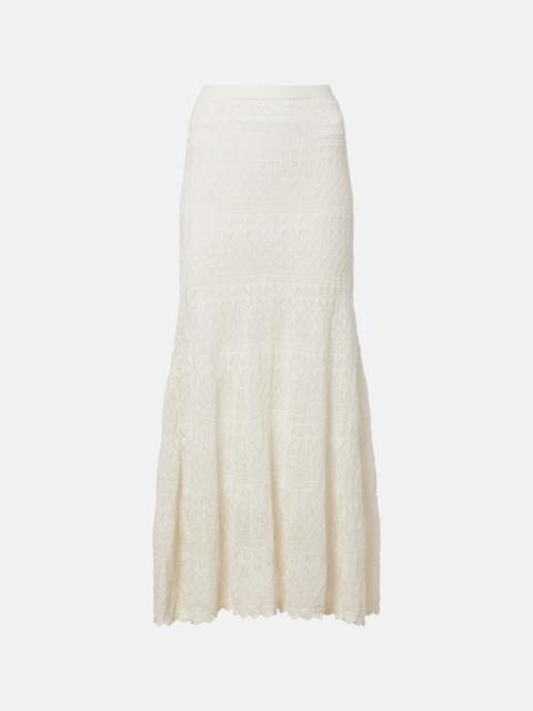 self-portrait Pointelle midi skirt