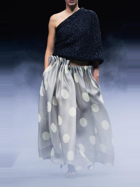KHAITE Riley Pleated Silk Gazar Maxi Skirt print