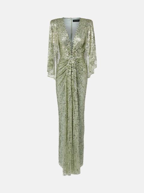 JENNY PACKHAM Carrie caped embellished gown