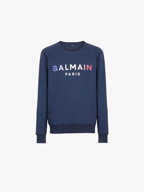 HIGH SUMMER CAPSULE - Blue cotton sweatshirt with Balmain Paris tie-dye logo print