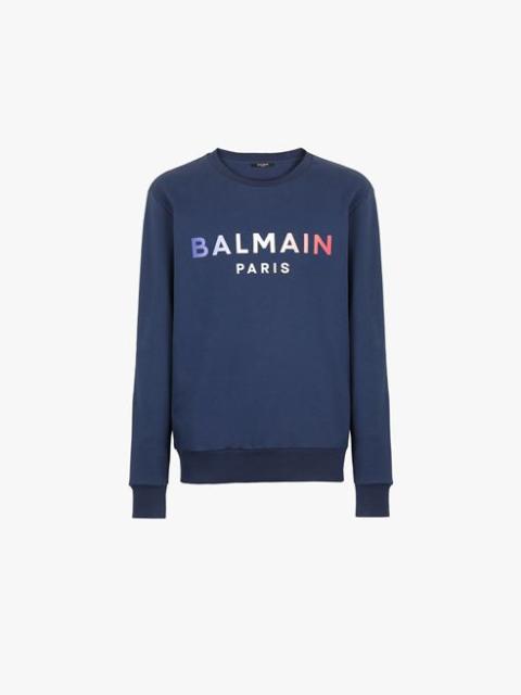 Balmain HIGH SUMMER CAPSULE - Blue cotton sweatshirt with Balmain Paris tie-dye logo print