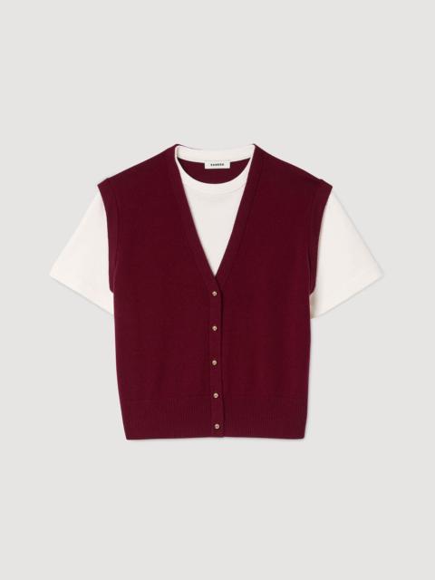 Sandro TWO-TONE WOOL AND CASHMERE SWEATER