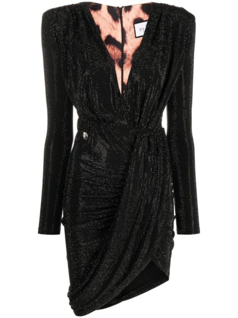 PHILIPP PLEIN crystal-embellished V-neck minidress