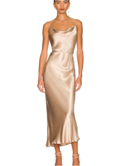 SHONA JOY La Lune Bias Cowl Midi Dress