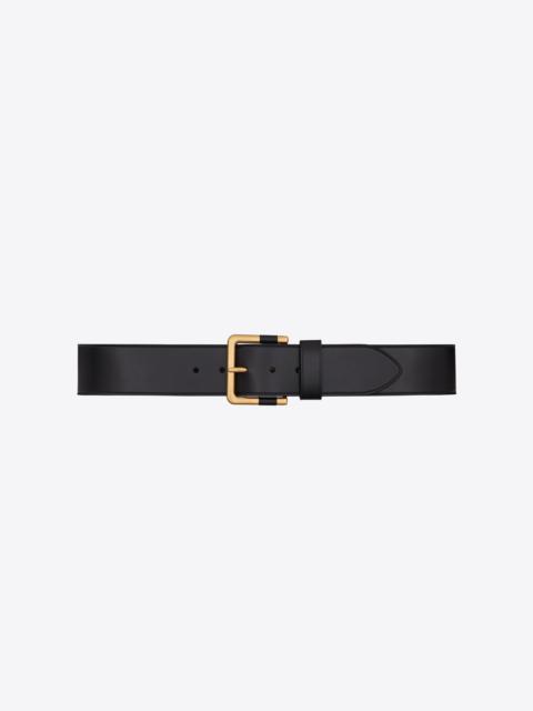 square buckle large belt in shiny leather